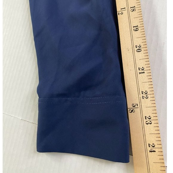 SoHo Womens Navy Blue High/Low Sheer Top with Lace Yoke and Front Zipper Size L - Picture 10 of 10